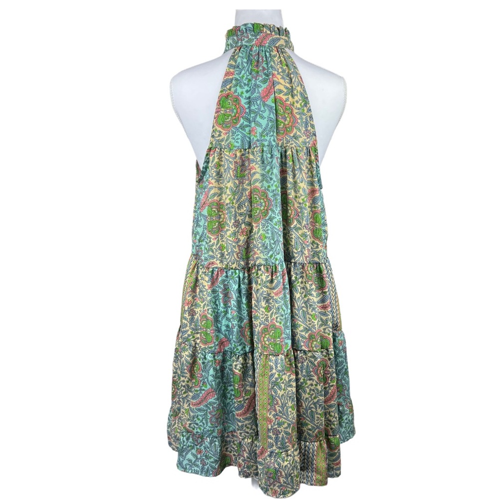 Paani Anthropologie Boho Paisley Halter Tiered Midi Dress Tassel Medium - Picture 3 of 6